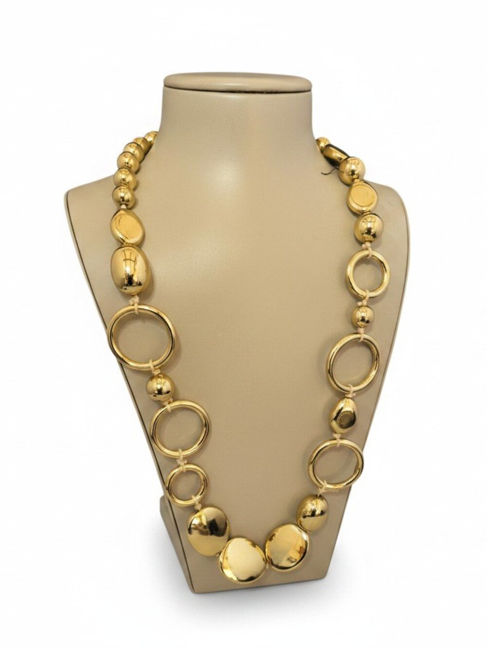 Women's Trendy Gold Plated Chunky 32" Without Clasp Statement Necklace